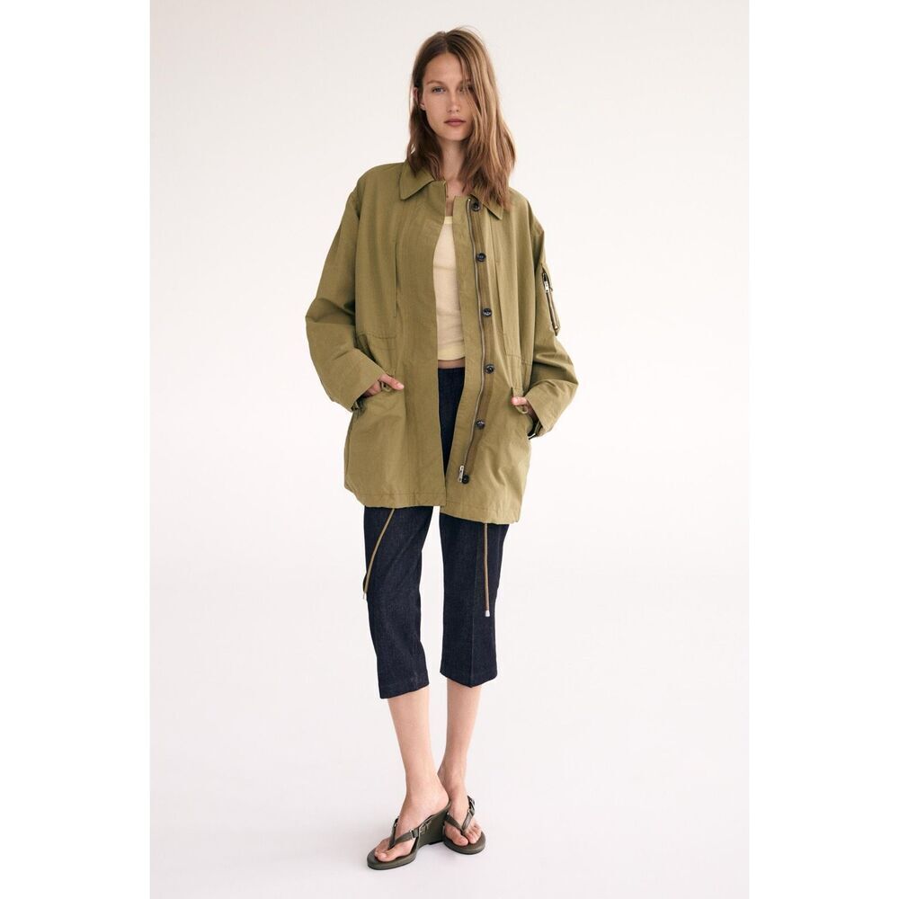 Zara Small Oversized Green Parka Jacket